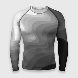 Рашгард мужской Черно белые волны, цвет: 3D-принт