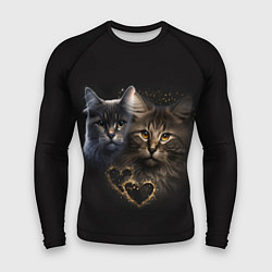 Мужской рашгард Влюбленные кот и кошка с сердечками