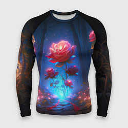 Рашгард мужской Алая роза в ночном лесу, цвет: 3D-принт