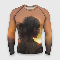 Рашгард мужской Девушка на закате, цвет: 3D-принт