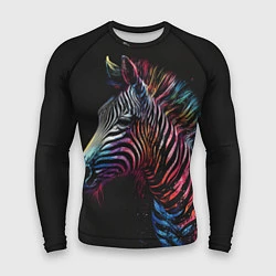 Рашгард мужской Разноцветная зебра на темном фоне, цвет: 3D-принт