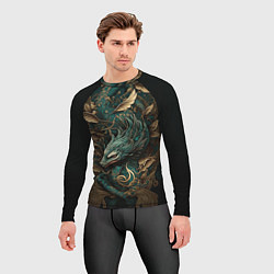Рашгард мужской Изумрудный Дракон Irezumi, цвет: 3D-принт — фото 2