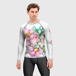 Рашгард мужской Пастельные цветы - посередине, цвет: 3D-принт — фото 2
