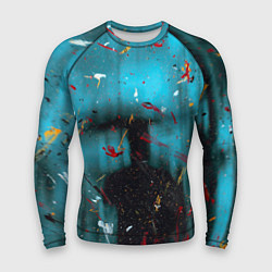 Рашгард мужской Абстрактный светло-синий туман и краски, цвет: 3D-принт