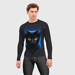 Рашгард мужской Черный кот на фоне созвездий, цвет: 3D-принт — фото 2