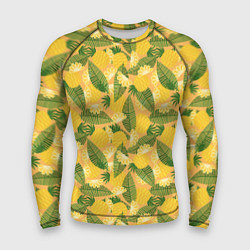Рашгард мужской Летний паттерн с ананасами, цвет: 3D-принт