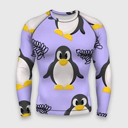 Рашгард мужской Пингвин и веточка, цвет: 3D-принт