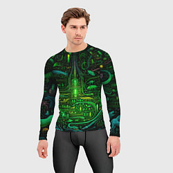 Рашгард мужской Психоделика в зеленом - нейронная сеть, цвет: 3D-принт — фото 2