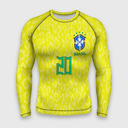 Рашгард мужской Винисиус Жуниор ЧМ 2022 сборная Бразилии домашняя, цвет: 3D-принт