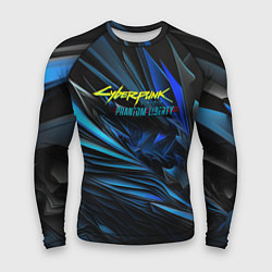 Мужской рашгард Cyberpunk 2077 phantom liberty blue logo