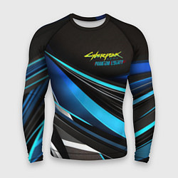 Мужской рашгард Cyberpunk 2077 phantom liberty black blue abstract