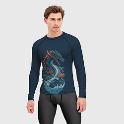 Рашгард мужской Синий дракон от нейросети, цвет: 3D-принт — фото 2