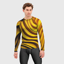 Рашгард мужской Желтые абстрактные полосы, цвет: 3D-принт — фото 2