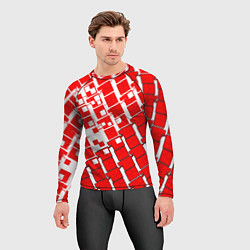 Рашгард мужской Киберпанк квадраты красные, цвет: 3D-принт — фото 2