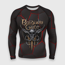 Мужской рашгард Baldurs Gate 3 logo red black geometry