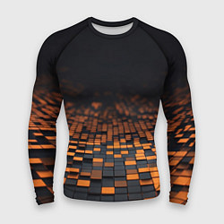 Рашгард мужской Черные и оранжевые пиксели, цвет: 3D-принт