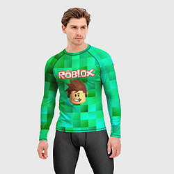 Рашгард мужской Roblox head на пиксельном фоне, цвет: 3D-принт — фото 2