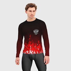 Рашгард мужской Герб РФ - красное пламя, цвет: 3D-принт — фото 2