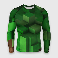 Рашгард мужской Зелёный блоковый паттерн, цвет: 3D-принт