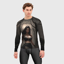 Рашгард мужской Девушка в черном белье, цвет: 3D-принт — фото 2