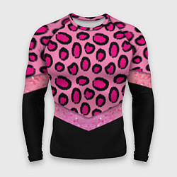 Рашгард мужской Розовый леопард и блестки принт, цвет: 3D-принт