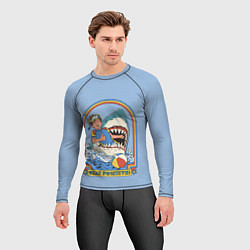 Рашгард мужской Хищная акула водолаз - будь позитивным, цвет: 3D-принт — фото 2