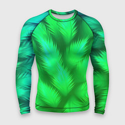 Рашгард мужской Объемные пушистые зеленые листья, цвет: 3D-принт