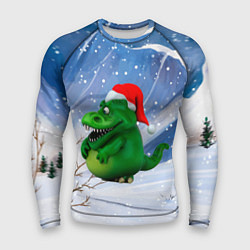 Мужской рашгард Толстый дракон на снежном фоне