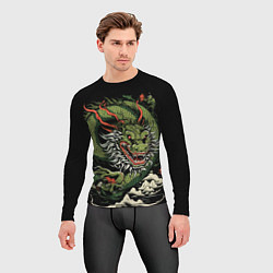 Рашгард мужской Символ года зеленый дракон, цвет: 3D-принт — фото 2