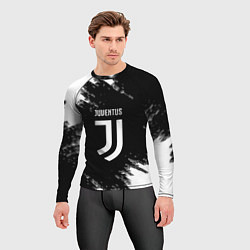 Рашгард мужской Juventus спорт краски черно белый, цвет: 3D-принт — фото 2