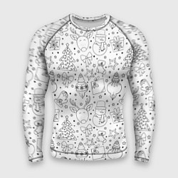 Рашгард мужской Черно-белый новогодний патерн, цвет: 3D-принт