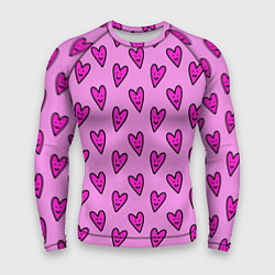 Рашгард мужской Розовые сердечки каракули, цвет: 3D-принт