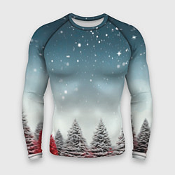 Рашгард мужской Волшебство зимней природы иней на деревьях, цвет: 3D-принт