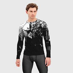 Рашгард мужской Черно-белый гранж текстуры дерева, цвет: 3D-принт — фото 2