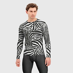 Рашгард мужской Шкура зебры черно - белая графика, цвет: 3D-принт — фото 2