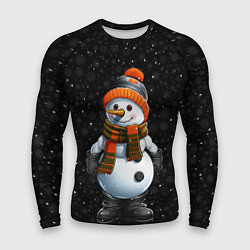 Рашгард мужской Снеговик и снежинки, цвет: 3D-принт