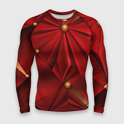 Рашгард мужской Красный материал со складками, цвет: 3D-принт