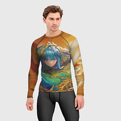 Рашгард мужской Аниме девушка с желтыми глазами, цвет: 3D-принт — фото 2