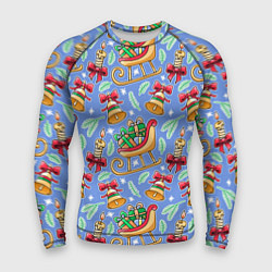 Рашгард мужской Новогодний праздничный узор, цвет: 3D-принт