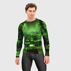 Рашгард мужской Зеленые квадраты в лабиринте, цвет: 3D-принт — фото 2