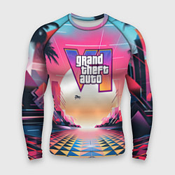 Рашгард мужской GTA 6 retro abstract logo, цвет: 3D-принт