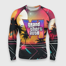 Рашгард мужской GTA 6 night logo, цвет: 3D-принт