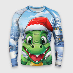 Рашгард мужской Зеленый счастливый дракон новогодний, цвет: 3D-принт