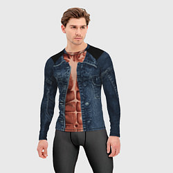 Рашгард мужской Голый торс под джинсовкой, цвет: 3D-принт — фото 2