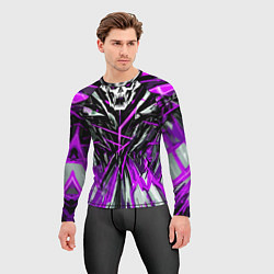Рашгард мужской Череп и фиолетовые полосы, цвет: 3D-принт — фото 2