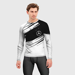 Рашгард мужской Mercedes benz краски чернобелая геометрия, цвет: 3D-принт — фото 2