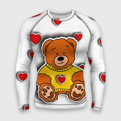 Рашгард мужской Стикер наклейка медвежонок и сердце объемный рисун, цвет: 3D-принт