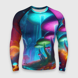 Рашгард мужской Планета цветных неоновых грибов, цвет: 3D-принт