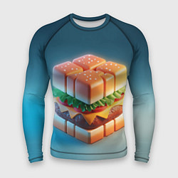 Мужской рашгард Абстрактный гамбургер в форме куба