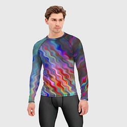 Рашгард мужской Волнистые разноцветные линии, цвет: 3D-принт — фото 2
